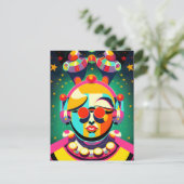 Farbenfrohe Raumperson Pop Kunst Postkarte (Stehend Vorderseite)