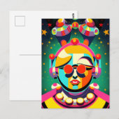 Farbenfrohe Raumperson Pop Kunst Postkarte (Vorne/Hinten)