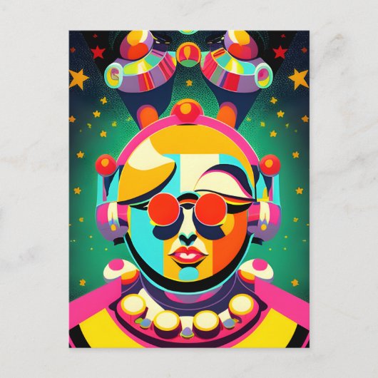 Farbenfrohe Raumperson Pop Kunst Postkarte (Vorderseite)