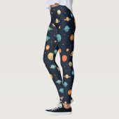 Farbenfrohe Raumplanetenmuster Leggings (Links)
