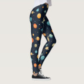 Farbenfrohe Raumplanetenmuster Leggings (Rechts)
