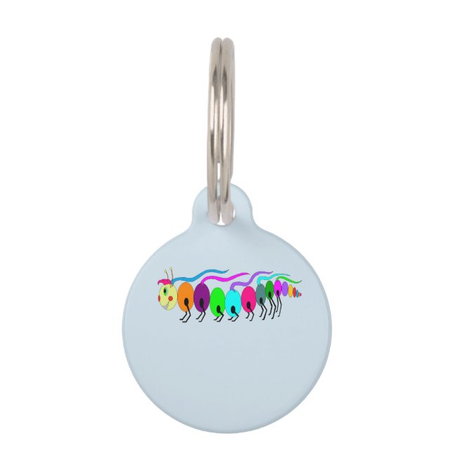 Farbenfrohe Raupe Haustiermarke (Vorderseite)