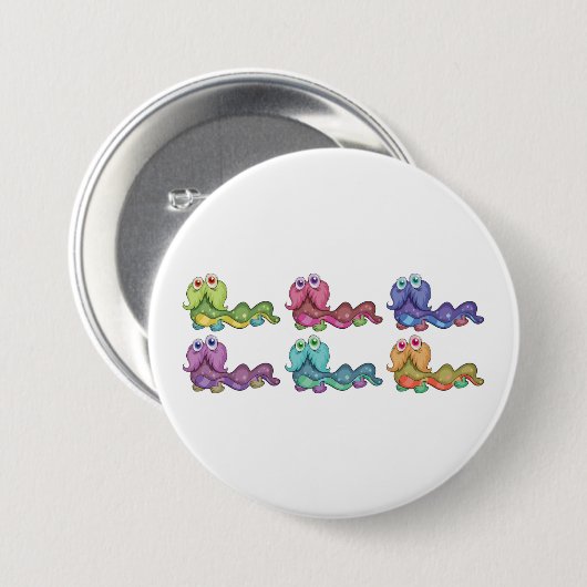 Farbenfrohe Raupen Spaß Whimsical Button (Vorne & Hinten)