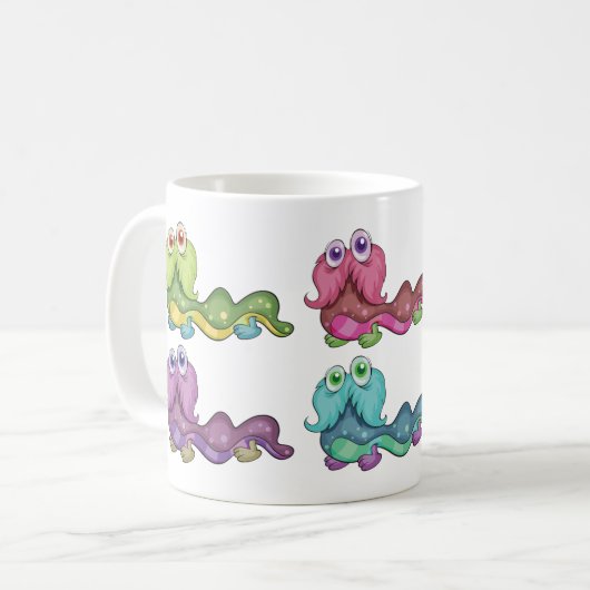 Farbenfrohe Raupen Spaß Whimsical Kaffeetasse (Vorderseite Links)