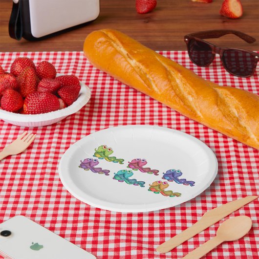 Farbenfrohe Raupen Spaß Whimsical Pappteller