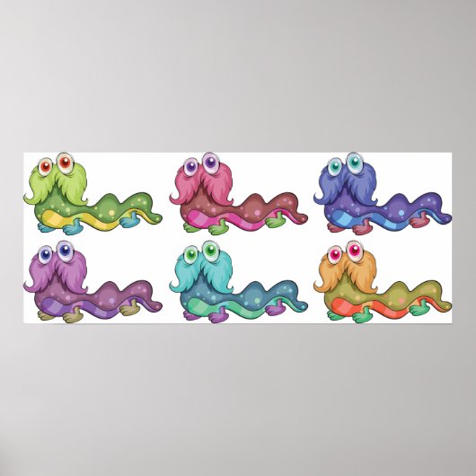 Farbenfrohe Raupen Spaß Whimsical Poster (Vorne)