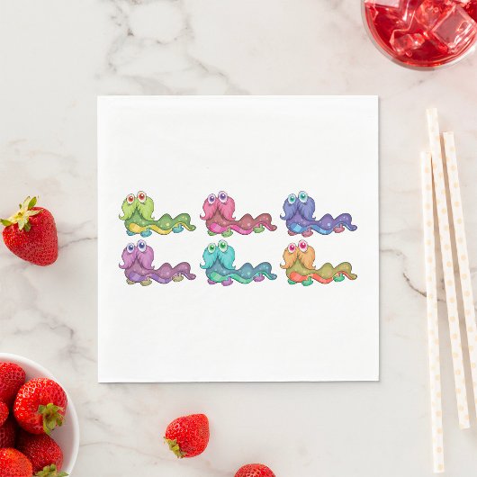 Farbenfrohe Raupen Spaß Whimsical Serviette