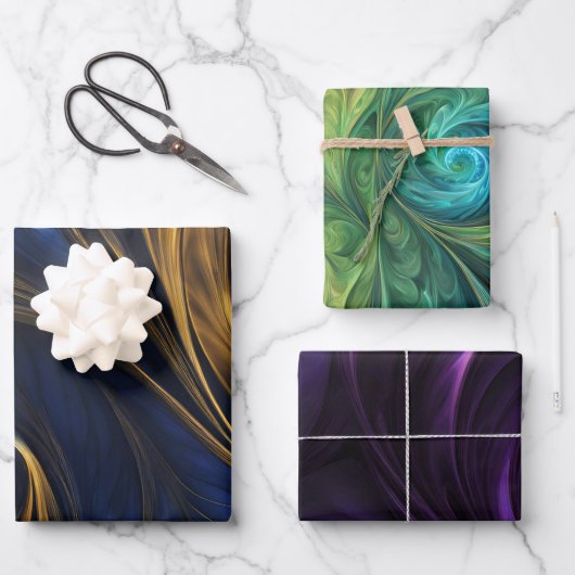 Farbenfrohe, rauschende Muster - Umschlagpapier Geschenkpapier Set (Vorderseite)