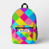 Farbenfrohe Raute Muster Bedruckter Rucksack (Vorderseite)