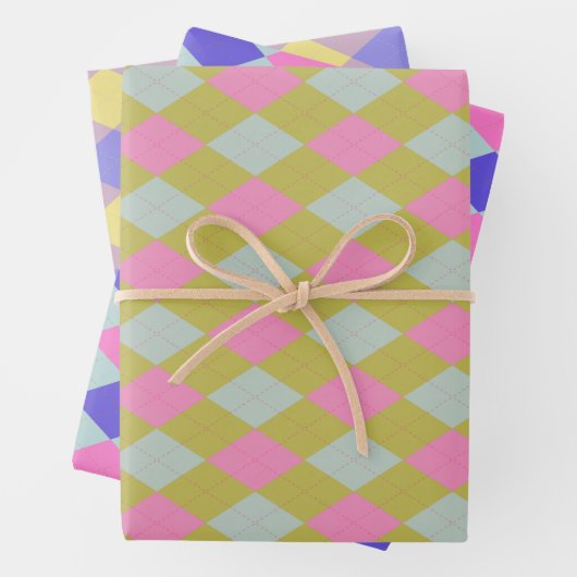 Farbenfrohe Raute Muster Geschenkpapier Set (Beispiel)