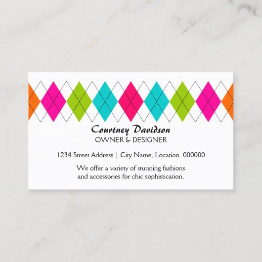 Farbenfrohe Raute Visitenkarte (Rückseite)