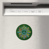 Farbenfrohe Rays umgeben das Zeichen des Friedens Magnet (In Situ (Geschirrspüler))