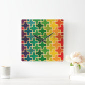 Farbenfrohe Re-Ro-Patternuhr Quadratische Wanduhr (Zuhause)