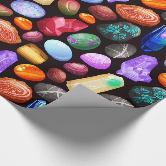 Farbenfrohe realistische Felsen und Kristallmuster Geschenkpapier (Ecke)