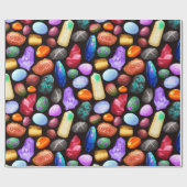 Farbenfrohe realistische Felsen und Kristallmuster Geschenkpapier (Flach)