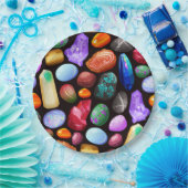 Farbenfrohe realistische Felsen und Kristallmuster Pappteller (Party)