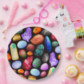 Farbenfrohe realistische Felsen und Kristallmuster Pappteller (Party)