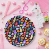 Farbenfrohe realistische Felsen und Kristallmuster Pappteller (Party)