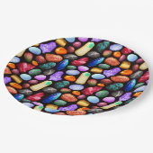 Farbenfrohe realistische Felsen und Kristallmuster Pappteller (Schrägansicht)