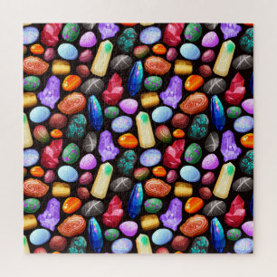 Farbenfrohe realistische Felsen und Kristallmuster Puzzle