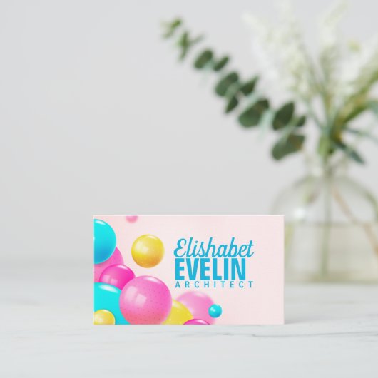 Farbenfrohe realistische, fließende Glanzkugeln Visitenkarte (Stehend Vorderseite)