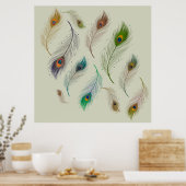 Farbenfrohe realistische Vogelfedern Poster (Küche)