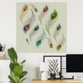 Farbenfrohe realistische Vogelfedern Poster (Heimbüro)