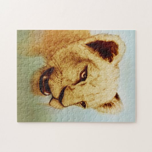 Farbenfrohe realistische Zeichn, Wilder Löwe, Tier Puzzle (Horizontal)