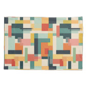 Farbenfrohe Rechtecke Retro Mitte Jahrhundert Mode Kissenbezug (Rückseite)