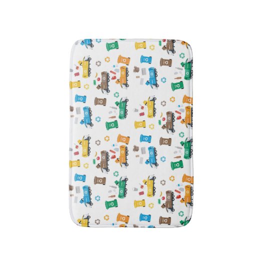 Farbenfrohe Recycelnd Garbage Trucks & Bins Badematte (Vorderseite Vertikal)