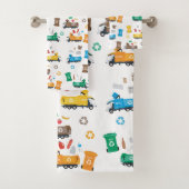 Farbenfrohe Recycelnd Garbage Trucks & Bins Badhandtuch Set (Insitu)