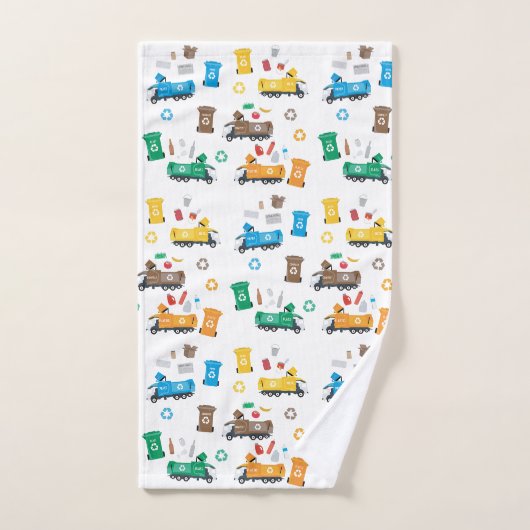 Farbenfrohe Recycelnd Garbage Trucks & Bins Badhandtuch Set (Handtuch)