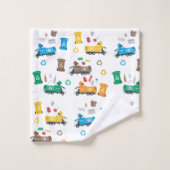 Farbenfrohe Recycelnd Garbage Trucks & Bins Badhandtuch Set (Waschlappen)