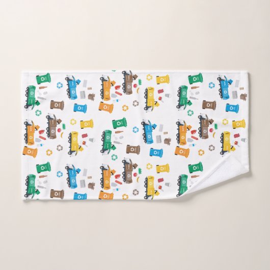 Farbenfrohe Recycelnd Garbage Trucks & Bins Badhandtuch Set (Handtuch)