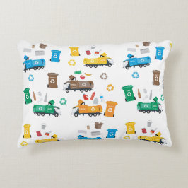 Farbenfrohe Recycelnd Garbage Trucks & Bins Dekokissen