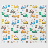 Farbenfrohe Recycelnd Garbage Trucks & Bins Geschenkpapier (Flach)