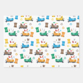 Farbenfrohe Recycelnd Garbage Trucks & Bins Geschenkpapier Set (Vorderseite)