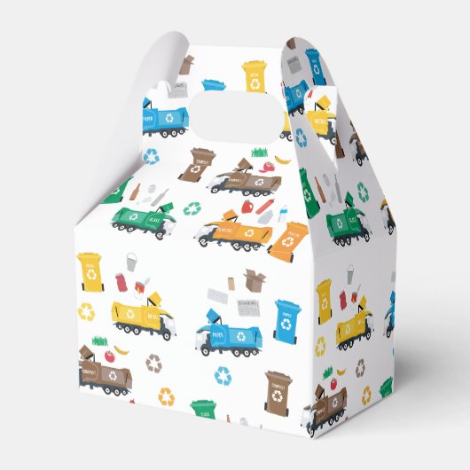 Farbenfrohe Recycelnd Garbage Trucks & Bins Geschenkschachtel (Rückseite)
