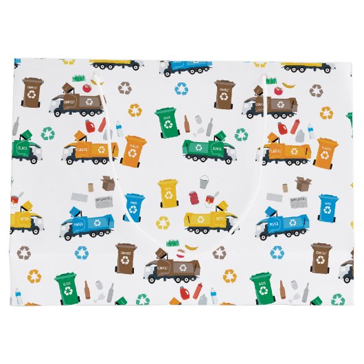 Farbenfrohe Recycelnd Garbage Trucks & Bins Große Geschenktüte (Rückseite)