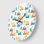 Farbenfrohe Recycelnd Garbage Trucks & Bins Große Wanduhr (Winkel)