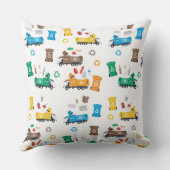 Farbenfrohe Recycelnd Garbage Trucks & Bins Kissen (Rückseite)