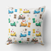 Farbenfrohe Recycelnd Garbage Trucks & Bins Kissen (Vorderseite)