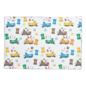 Farbenfrohe Recycelnd Garbage Trucks & Bins Kissenbezug (Rückseite)