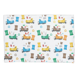 Farbenfrohe Recycelnd Garbage Trucks & Bins Kissenbezug