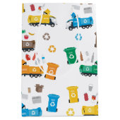 Farbenfrohe Recycelnd Garbage Trucks & Bins Mittlere Geschenktüte (Vorderseite)