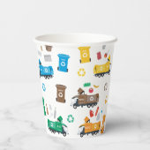 Farbenfrohe Recycelnd Garbage Trucks & Bins Pappbecher (Rückseite)