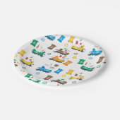 Farbenfrohe Recycelnd Garbage Trucks & Bins Pappteller (Schrägansicht)