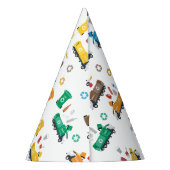 Farbenfrohe Recycelnd Garbage Trucks & Bins Partyhütchen (Rückseite)