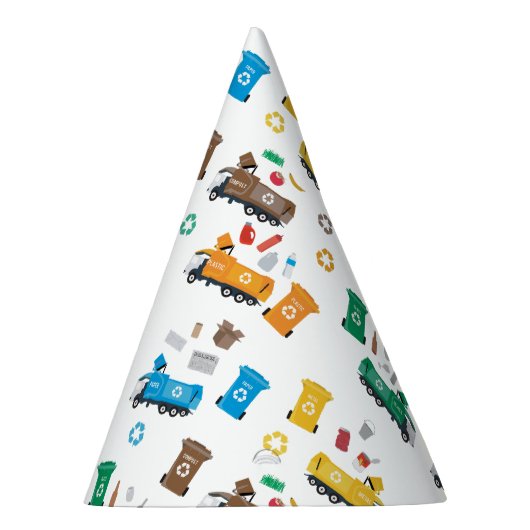 Farbenfrohe Recycelnd Garbage Trucks & Bins Partyhütchen (Rechts)