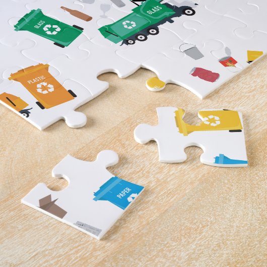 Farbenfrohe Recycelnd Garbage Trucks & Bins Puzzle (Seite)